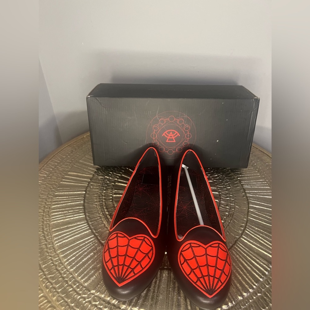 Strange Cult Lydia Black and Red Heart Flats